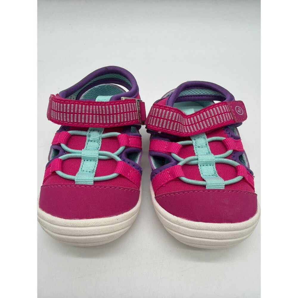 Stride Rite Toddler Girls Size 4M Pink & Purple Sandals With Adjustable Straps